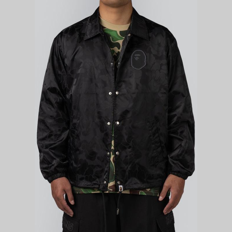 Tonal Solid Camo Coach Jacket - Black - LOADED