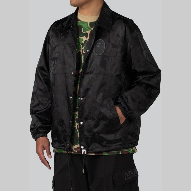 Tonal Solid Camo Coach Jacket - Black - LOADED