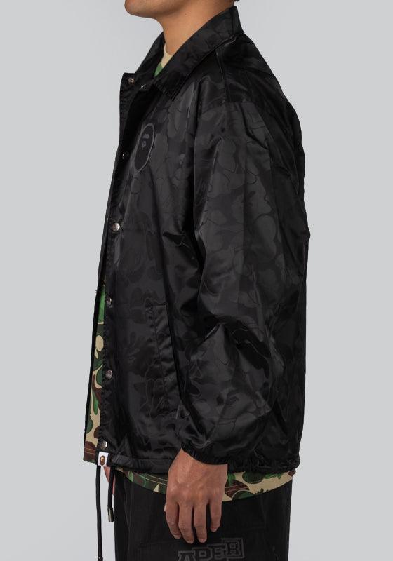 Tonal Solid Camo Coach Jacket - Black - LOADED