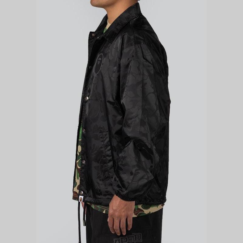 Tonal Solid Camo Coach Jacket - Black - LOADED