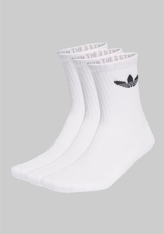 Trefoil Cushion Crew Socks 3 Pair - White - LOADED